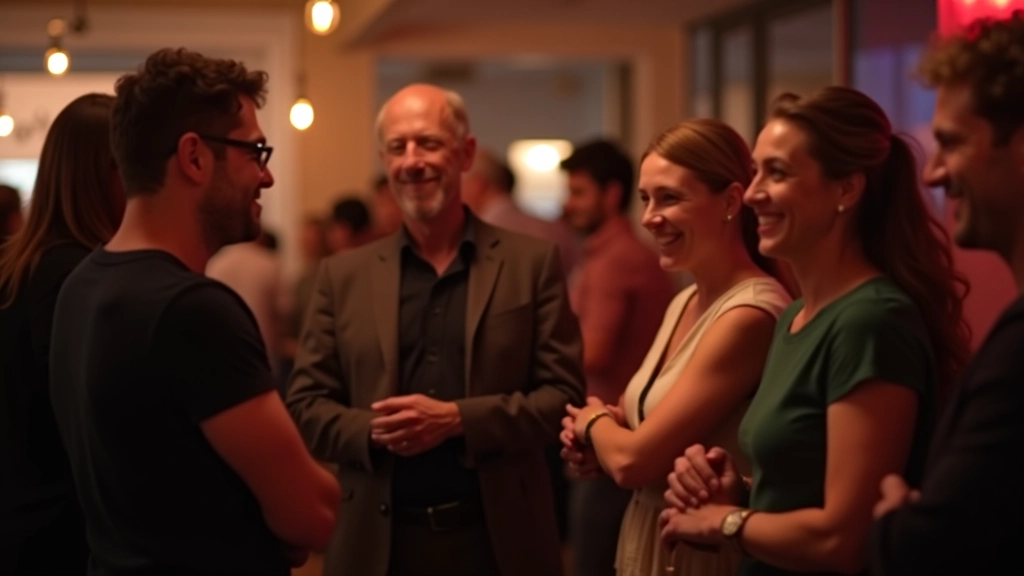 Comunidade de dançadores em Lisboa conversando e sorrindo entre músicas num evento social
